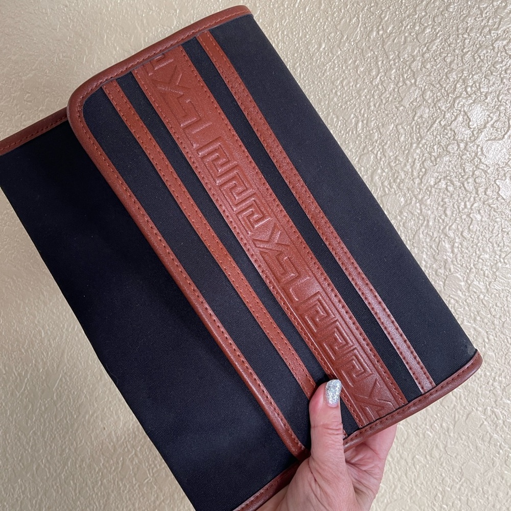 Yves Saint Laurent Black and Tan Clutch